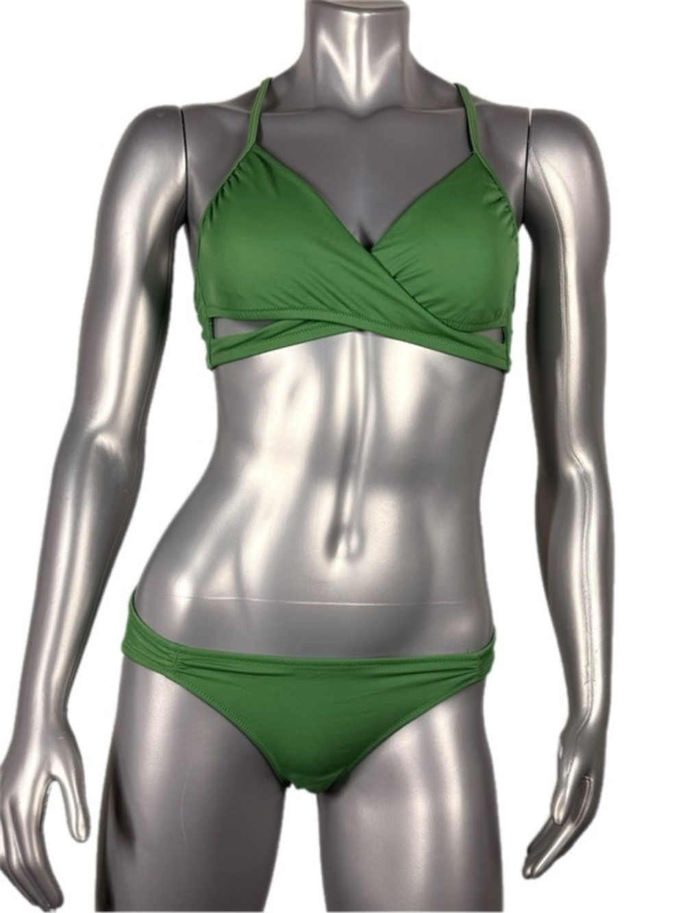 PINK Victoria's Secret Green Cross-Front Bikini Set